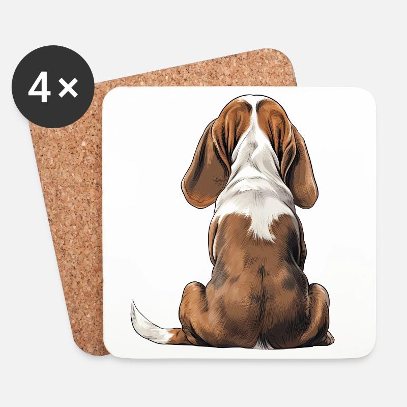 Basset Hund - Untersetzer (4er-Set) - Weiß