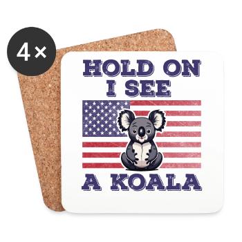 Koala Drapeau Américain Cadeau Original Drôle - Dessous de verre (lot de 4) - blanc - Devant