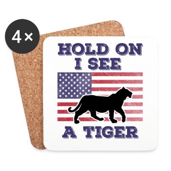 Tigre Drapeau Américain Cadeau Original Drôle - Dessous de verre (lot de 4) - blanc - Devant
