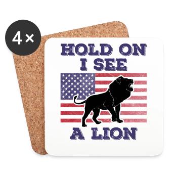 Lion American Flag Funny Original Gift - Coasters (set of 4) - white - Front