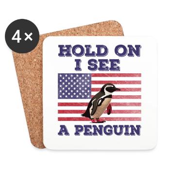 Penguin American Flag Funny Original Gift - Coasters (set of 4) - white - Front