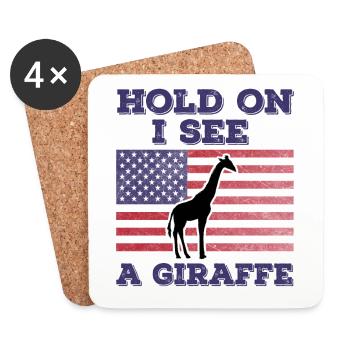 Giraffe American Flag Funny Original Gift - Coasters (set of 4) - white - Front