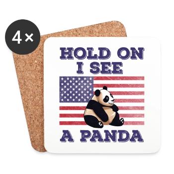 Panda American Flag Funny Original Gift - Coasters (set of 4) - white - Front