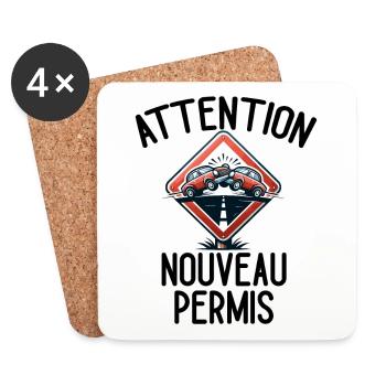 Permis De Conduire Idée Cadeau Humour Auto-École - Dessous de verre (lot de 4) - blanc - Devant