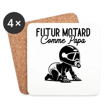 Futur Motard Comme Papa Cadeau Humour Moto - Dessous de verre (lot de 4) - blanc - Devant