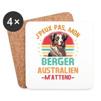 Humour chien de race berger australien - Dessous de verre (lot de 4) - blanc - Devant
