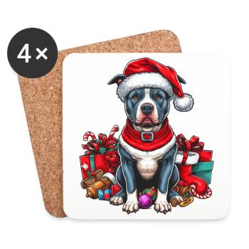 Cadeaux de Noël Pitbull - Dessous de verre (lot de 4) - blanc - Devant