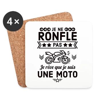 Humour moto motard - Dessous de verre (lot de 4) - blanc - Devant