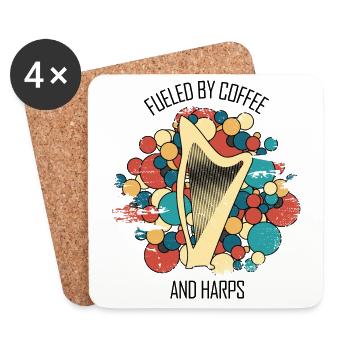 Harp Gift Musical Instrument Musician Plucking - Coasters (set of 4) - white - Front