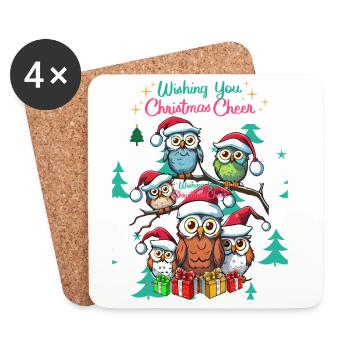 Festliche Eule Weihnachtsstimmung Design - Untersetzer (4er-Set) - Weiß - Vorne