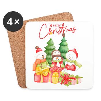 Festive Christmas Snowmen and Presents Design - Coasters (set of 4) - white - Front