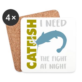 Combat de pêche au poisson-chat avec le poisson-chat fort - Dessous de verre (lot de 4) - blanc - Devant