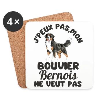 bouvier bernois chien mignon 2 - Dessous de verre (lot de 4) - blanc - Devant