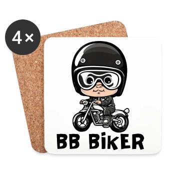 bébé motard, bébé biker, baby biker - Dessous de verre (lot de 4) - blanc - Devant