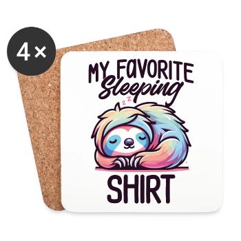 Fauler Schlaf Humor Geschenk Pyjama Faul - Untersetzer (4er-Set) - Weiß - Vorne