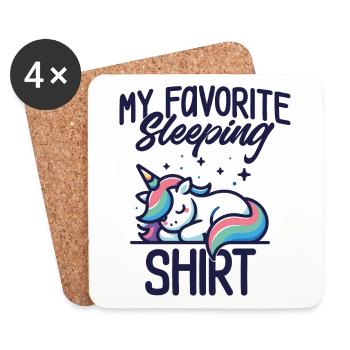 Einhorn Schlaf Humor Geschenk Pyjama faul - Untersetzer (4er-Set) - Weiß - Vorne
