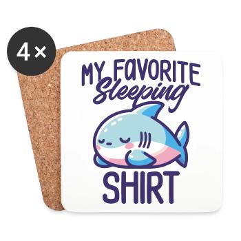 Shark Sleep Humor Gift Pajamas Lazy - Coasters (set of 4) - white - Front