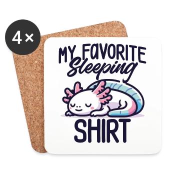 Axolotl Schlaf Humor Geschenk Pyjama Faul - Untersetzer (4er-Set) - Weiß - Vorne