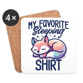 Renard Sommeil Humour Cadeau Pyjama Flemme - Dessous de verre (lot de 4) - blanc - Devant