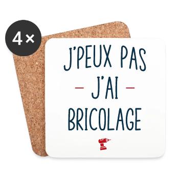 J'Peux Pas J'ai Bricolage Bricoleur Pour Homme - Dessous de verre (lot de 4) - blanc - Devant