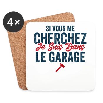 Garage Cadeau Bricolage Papa Bricoleur Pour Mécano - Dessous de verre (lot de 4) - blanc - Devant