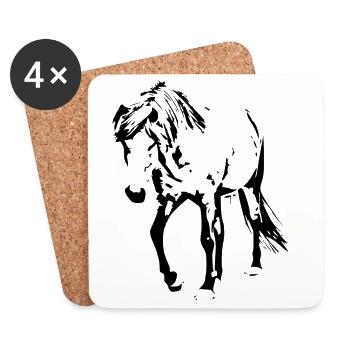Horses T-shirt Gift Rider - Coasters (set of 4) - white - Front