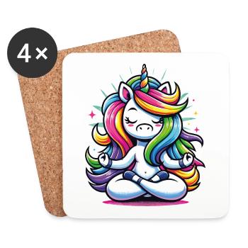 Licorne Yoga Méditation - Cadeau Femme Cool - Dessous de verre (lot de 4) - blanc - Devant