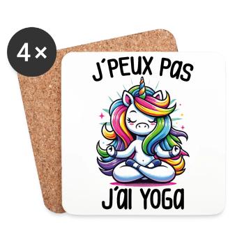 Licorne J'Peux Pas J'ai Yoga Méditation Femme Cool - Dessous de verre (lot de 4) - blanc - Devant