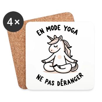 Licorne Yogi Cool - En Mode Yoga Méditation - Dessous de verre (lot de 4) - blanc - Devant