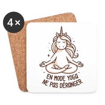 Licorne Yogi Cool - En Mode Yoga Méditation - Dessous de verre (lot de 4) - blanc - Devant