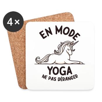 Licorne Yogi Cool - En Mode Yoga Méditation - Dessous de verre (lot de 4) - blanc - Devant