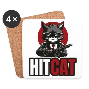 HitCat (en anglais seulement) - Dessous de verre (lot de 4) - blanc - Devant