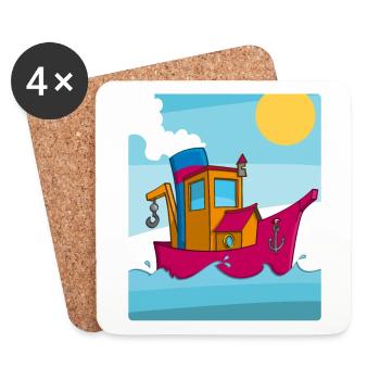 Buntes Bild eines lustigen Schleppers - Untersetzer (4er-Set) - Weiß - Vorne