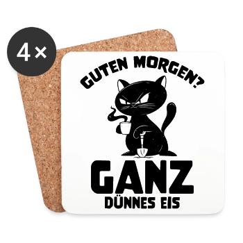 Sarkastische Katze - Guten Morgen Ganz Dünnes Eis - Untersetzer (4er-Set) - Weiß - Vorne