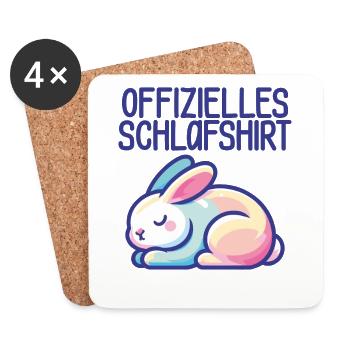 Hase Offizielles Schlafshirt - Für Müde - Untersetzer (4er-Set) - Weiß - Vorne