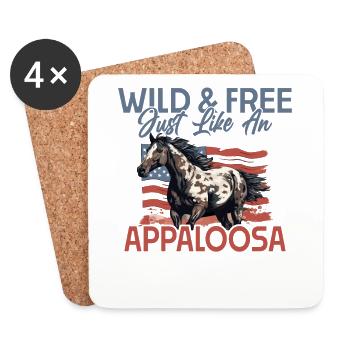 Vintage Appaloosa cheval amant américain USA drapeau - Dessous de verre (lot de 4) - blanc - Devant