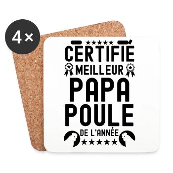 Meilleur papa poule de l année - Dessous de verre (lot de 4) - blanc - Devant