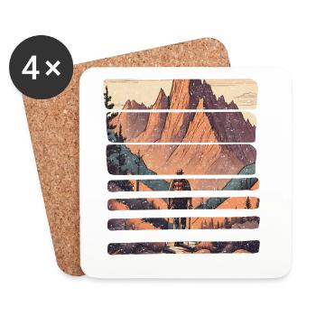 Randonnée montagnes - Dessous de verre (lot de 4) - blanc - Devant