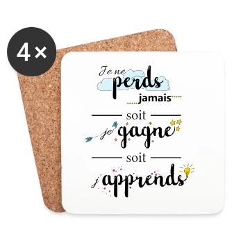 Citation : Je ne perds jamais - Dessous de verre (lot de 4) - blanc - Devant