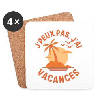 Palmiers coucher de soleil - Dessous de verre (lot de 4) - blanc - Devant