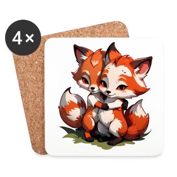 Offrez ces mignons renards en cadeau pour la Saint-Valentin - Dessous de verre (lot de 4) - blanc - Devant