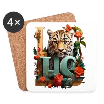 Tiger and Flowers Love - Coasters (set of 4) - white - Front