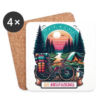Sunset Bikepacking Forest Escape - Untersetzer (4er-Set) - Weiß - Vorne