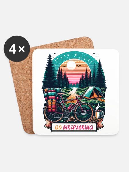 Sunset Bikepacking Forest Escape - Untersetzer (4er-Set) - Weiß