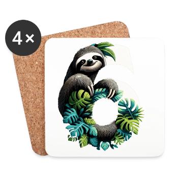 6 ans paresseux 6e cadeau d’anniversaire - Dessous de verre (lot de 4) - blanc - Devant