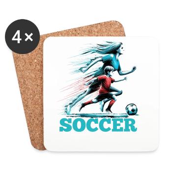 Soccer Mom Fußball Geschenk - Untersetzer (4er-Set) - Weiß - Vorne
