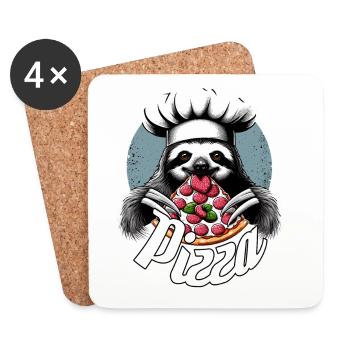 Pizza Yummy paresseux cadeau - Dessous de verre (lot de 4) - blanc - Devant