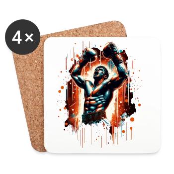 Boxer Siegespose Siegerpose Boxen Geschenk - Untersetzer (4er-Set) - Weiß - Vorne