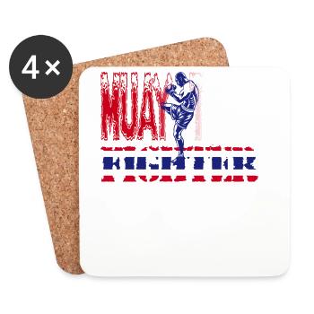 Muay Thai Fighter Design-Cooles Thaiboxer Geschenk - Untersetzer (4er-Set) - Weiß - Vorne