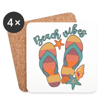 Ambiance de plage - Dessous de verre (lot de 4) - blanc - Devant